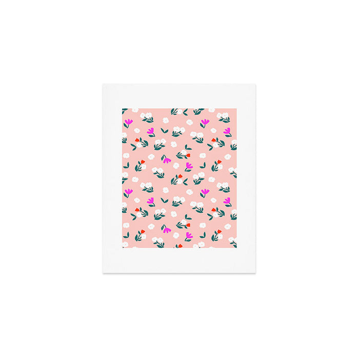Dainty Blooms Pattern - Pink Art Print Gallery Image 1