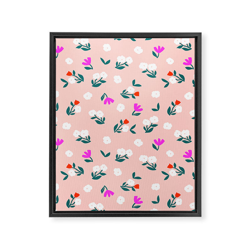 Dainty Blooms Pattern - Pink Framed Canvas Print Gallery Image 8