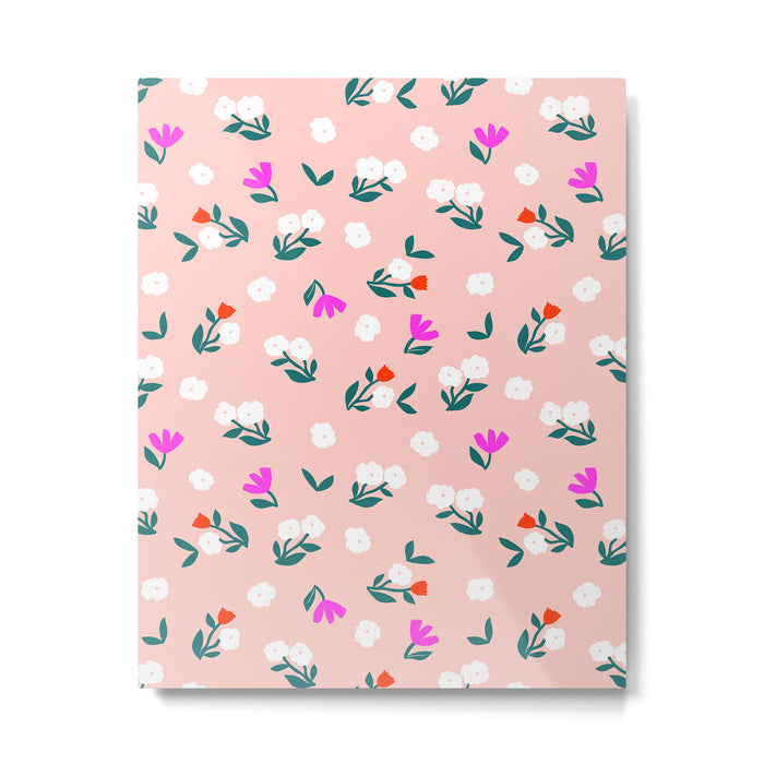 Dainty Blooms Pattern - Pink Metal Print Gallery Image 1
