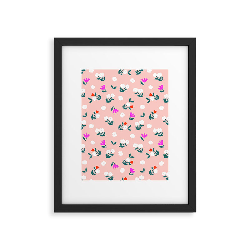 Dainty Blooms Pattern - Pink Framed Art Print Gallery Image 6