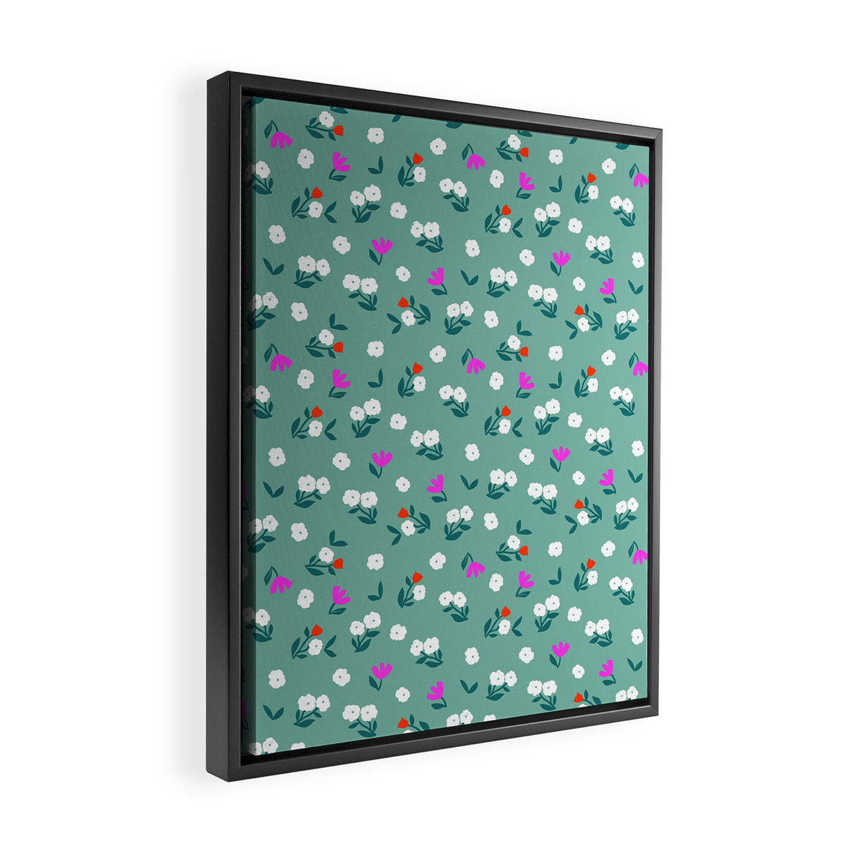 Dainty Blooms Pattern - Sage Green Framed Canvas Print Gallery Image 2