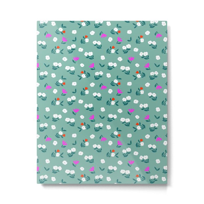 Dainty Blooms Pattern - Sage Green Metal Print Gallery Image 1