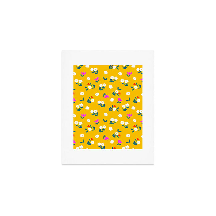 Dainty Blooms Pattern - Yellow Art Print Gallery Image 1