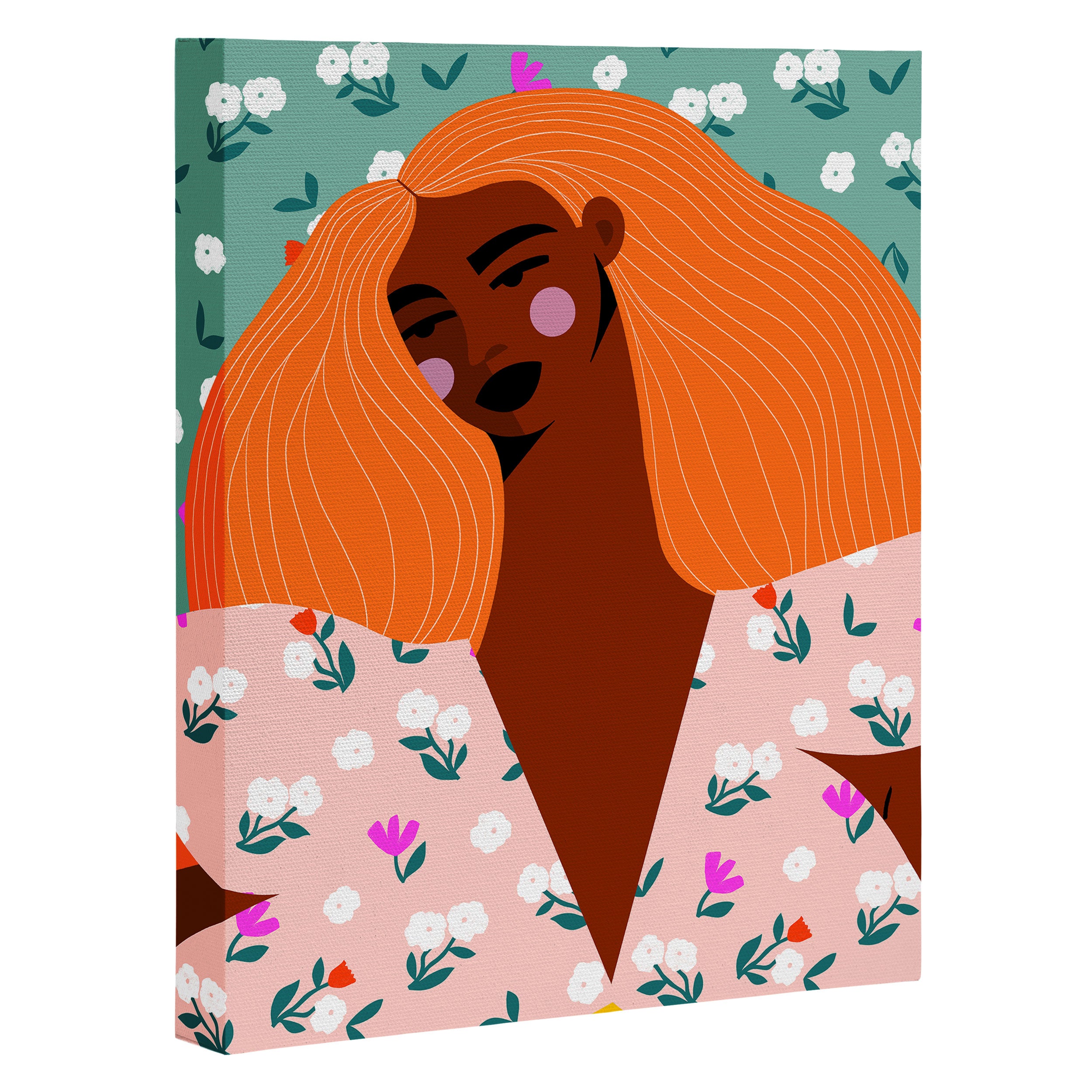Dainty Floral Beauty - Orange Hair Canvas Print Gallery Image 3