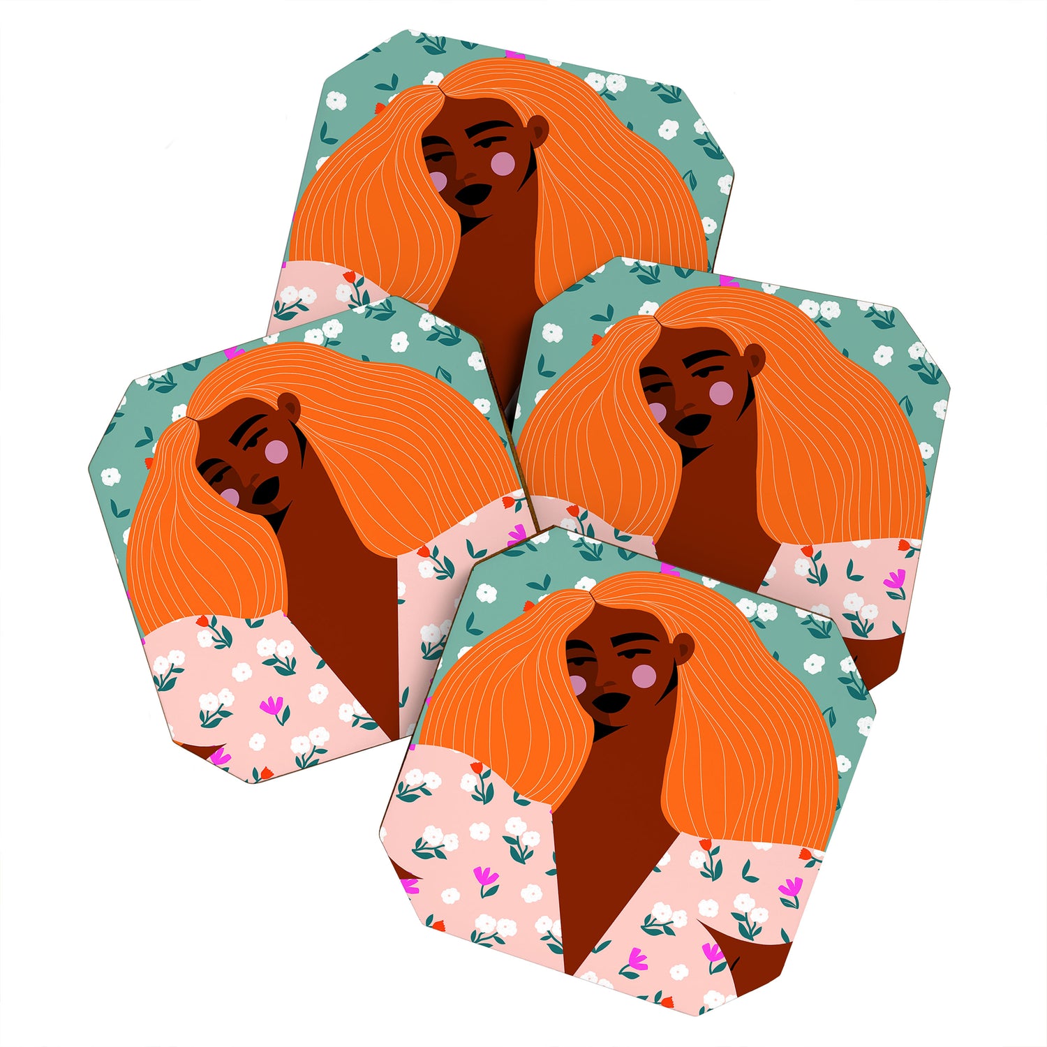 Dainty Floral Beauty - Orange Hair Coaster Gallery Image 1