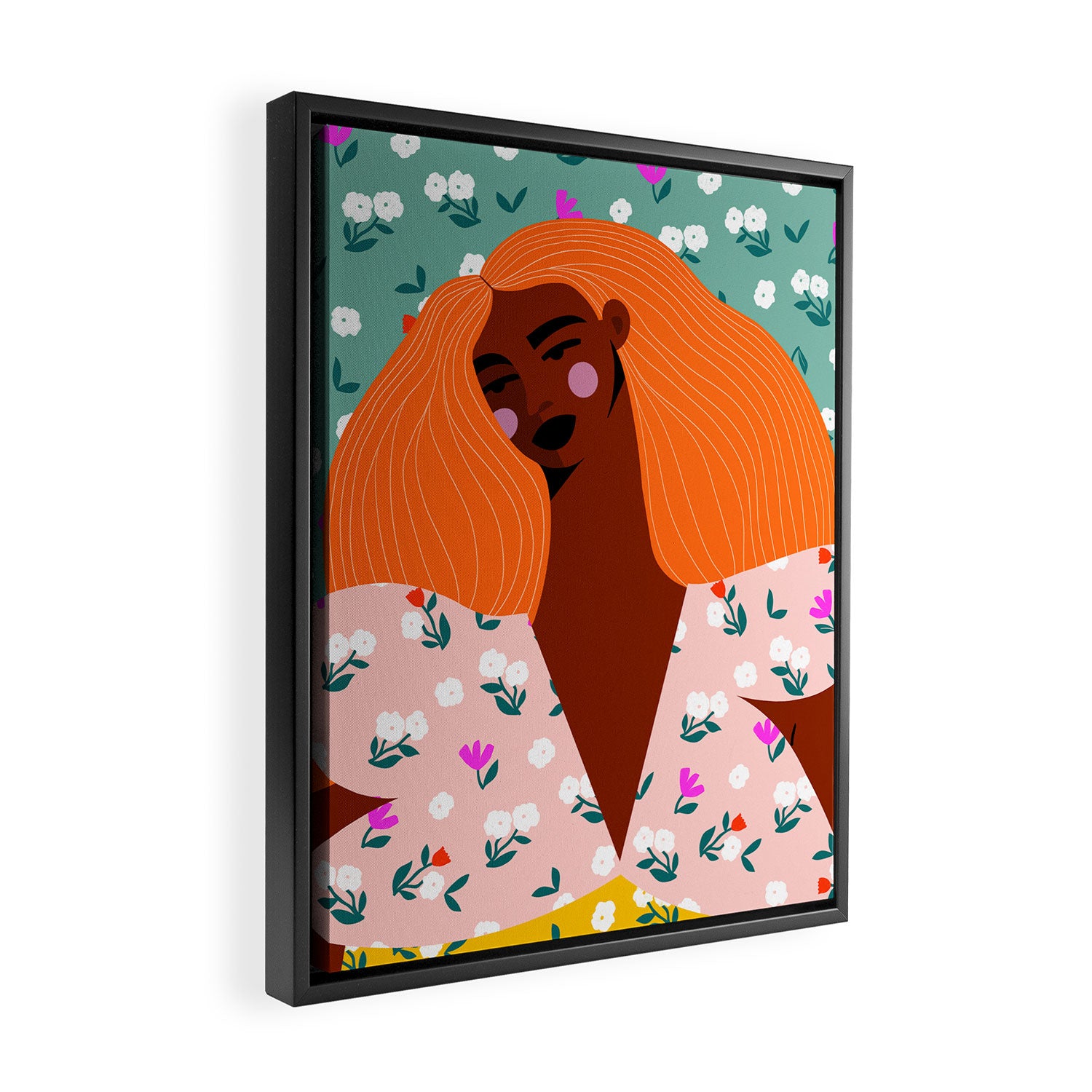 Dainty Floral Beauty - Orange Hair Framed Canvas Print Gallery Image 2