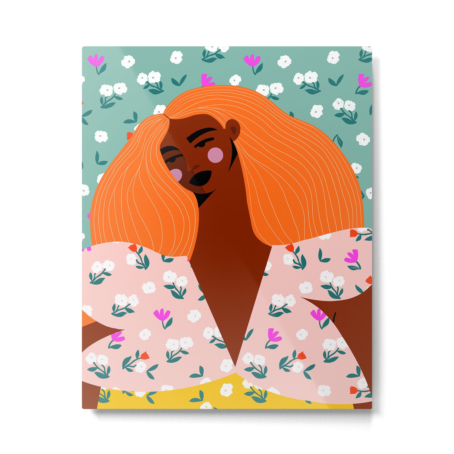 Dainty Floral Beauty - Orange Hair Metal Print Gallery Image 4