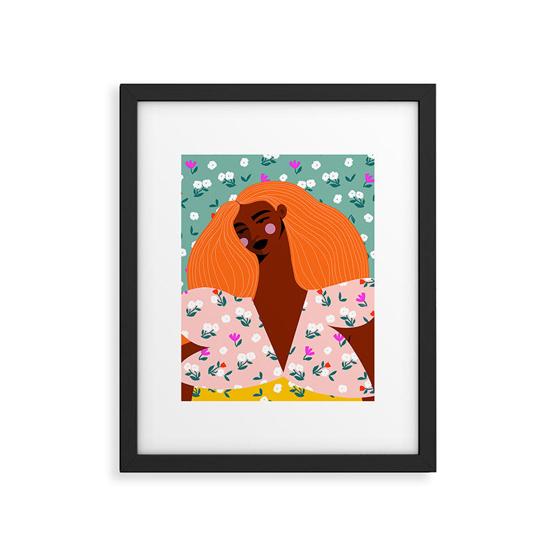Dainty Floral Beauty - Orange Hair Framed Art Print Gallery Image 5