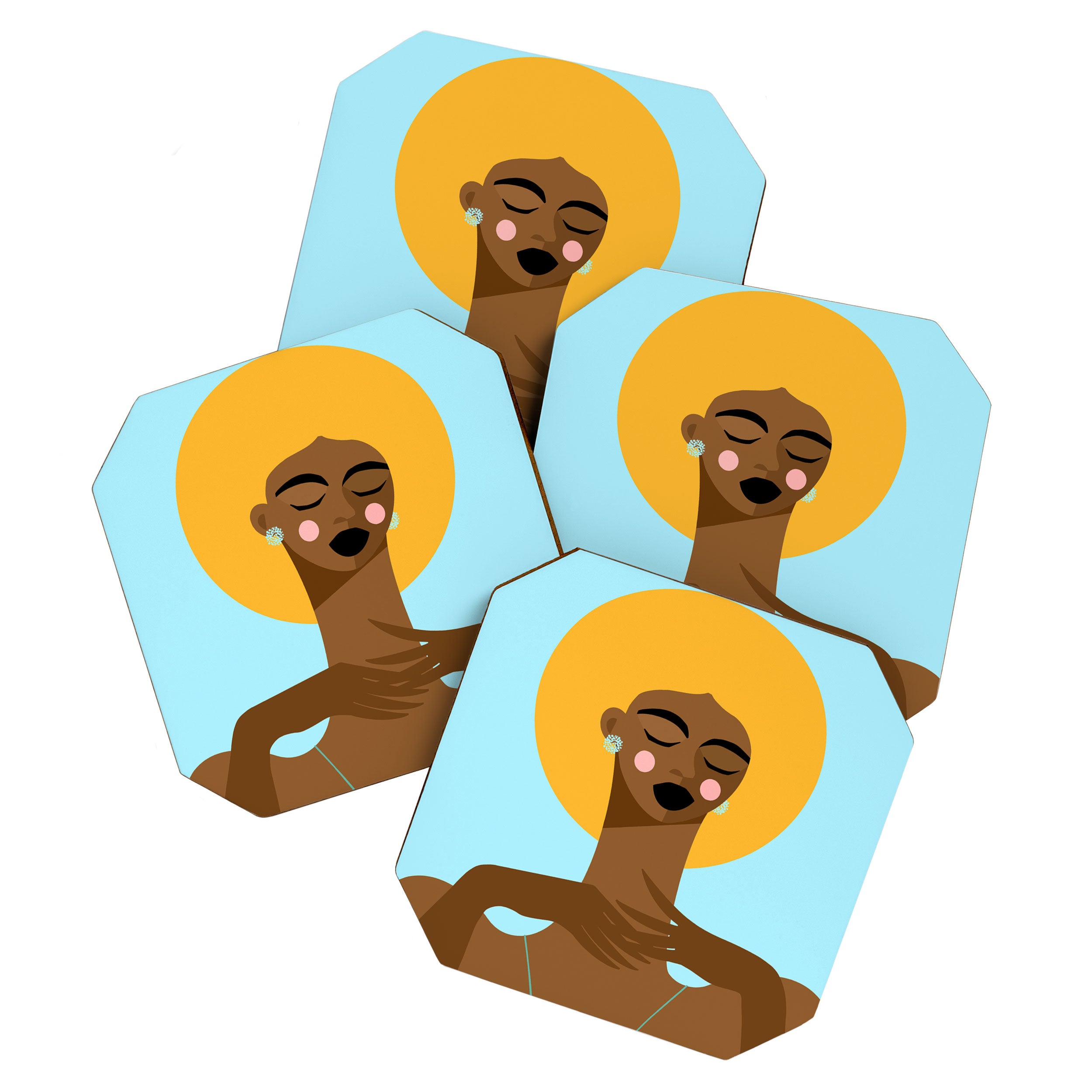 Dreaming in Color - Abstract Black Woman Illustration Coaster Gallery Image 1