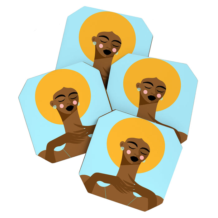 Dreaming in Color - Abstract Black Woman Illustration Coaster Gallery Image 1
