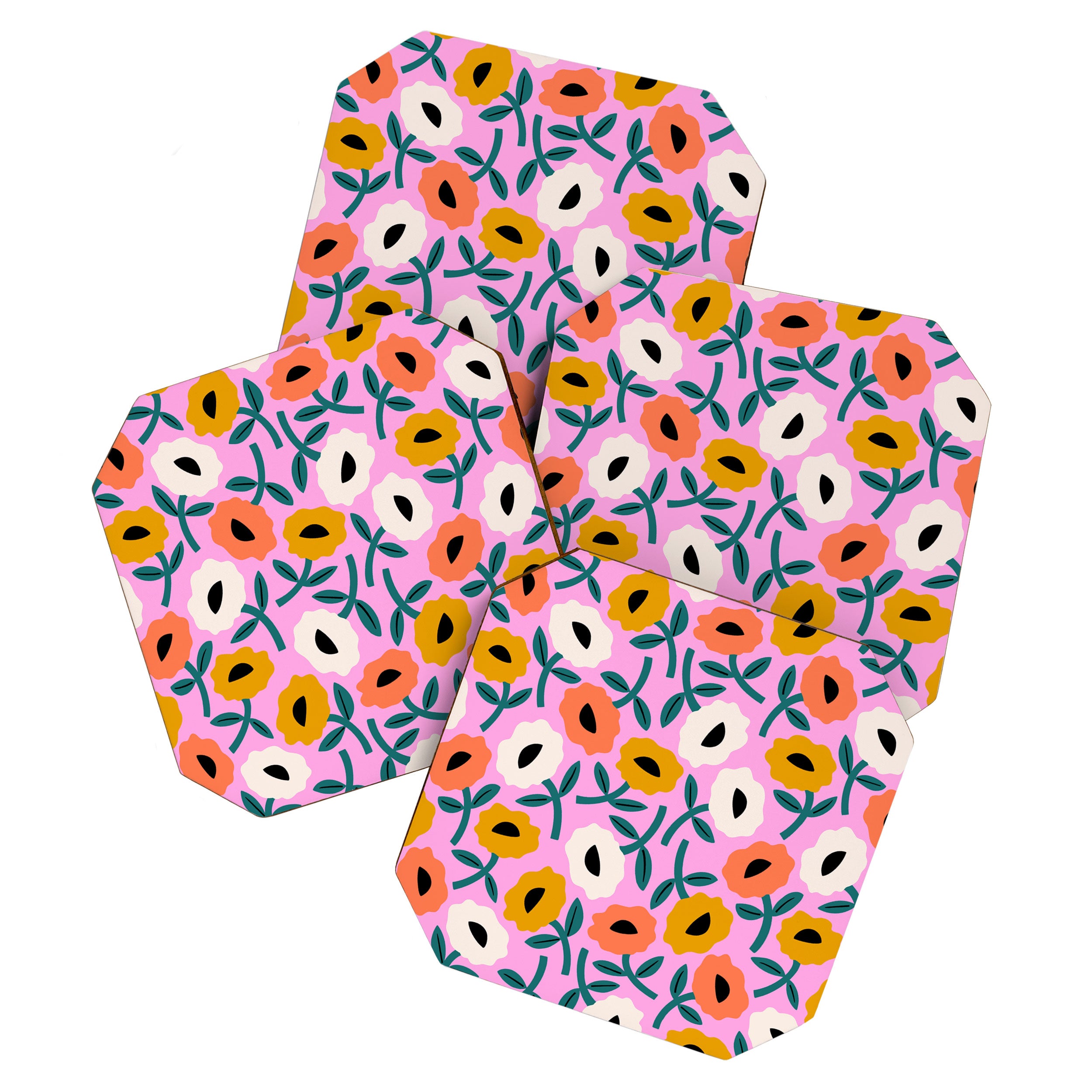 Floral Bliss - Tropical Pink Pattern Coaster Gallery Image 1