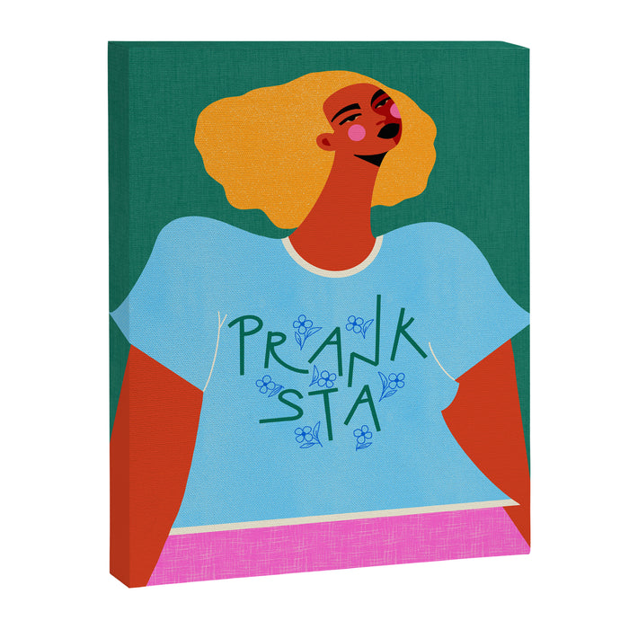 Floral Pranksta - Bold Black Woman Illustration in Graphic Tee Canvas Print Gallery Image 1
