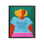 Floral Pranksta - Bold Black Woman Illustration in Graphic Tee Framed Canvas Print Gallery Image 6