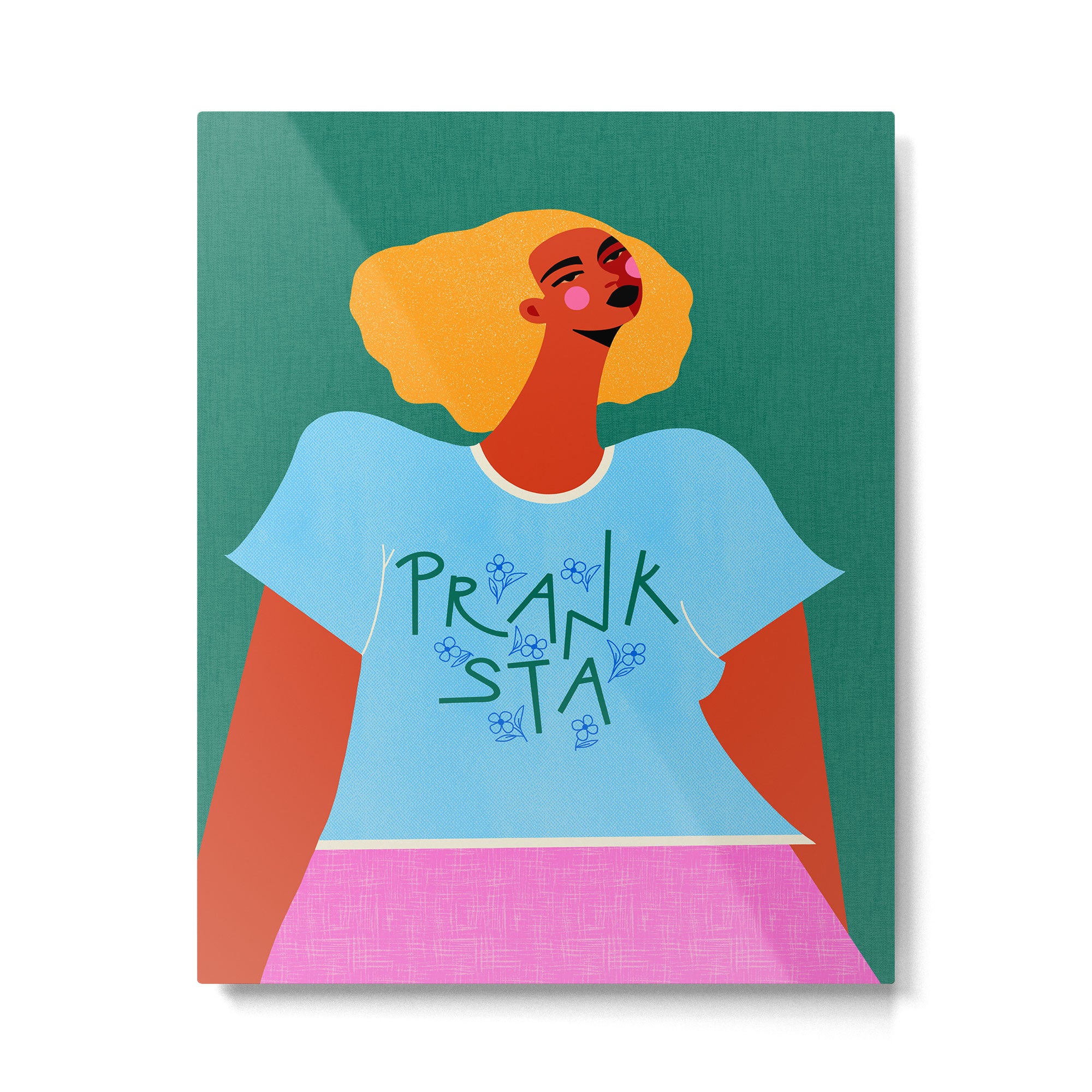 Floral Pranksta - Bold Black Woman Illustration in Graphic Tee Metal Print Gallery Image 4