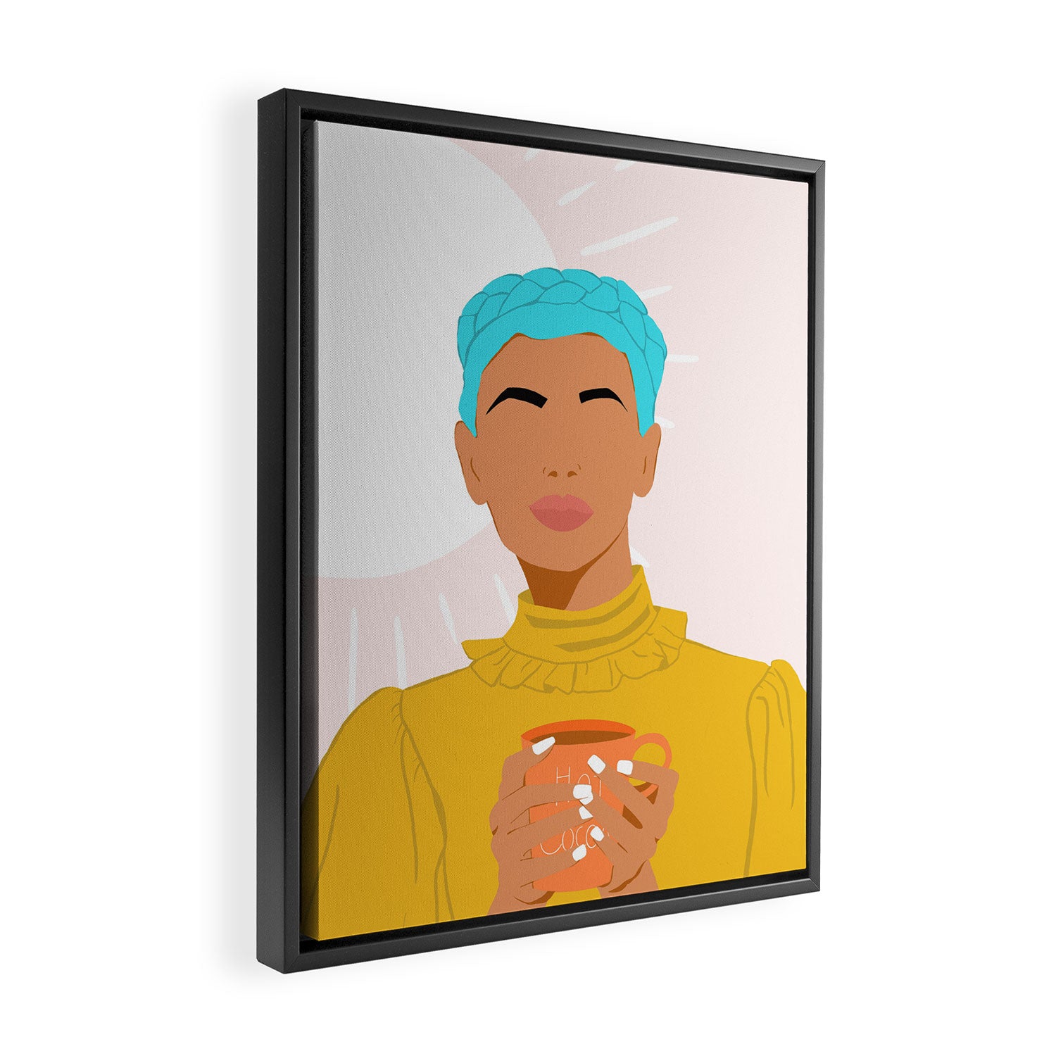 Girl WIth Blue Braids Framed Canvas Print Gallery Image 2