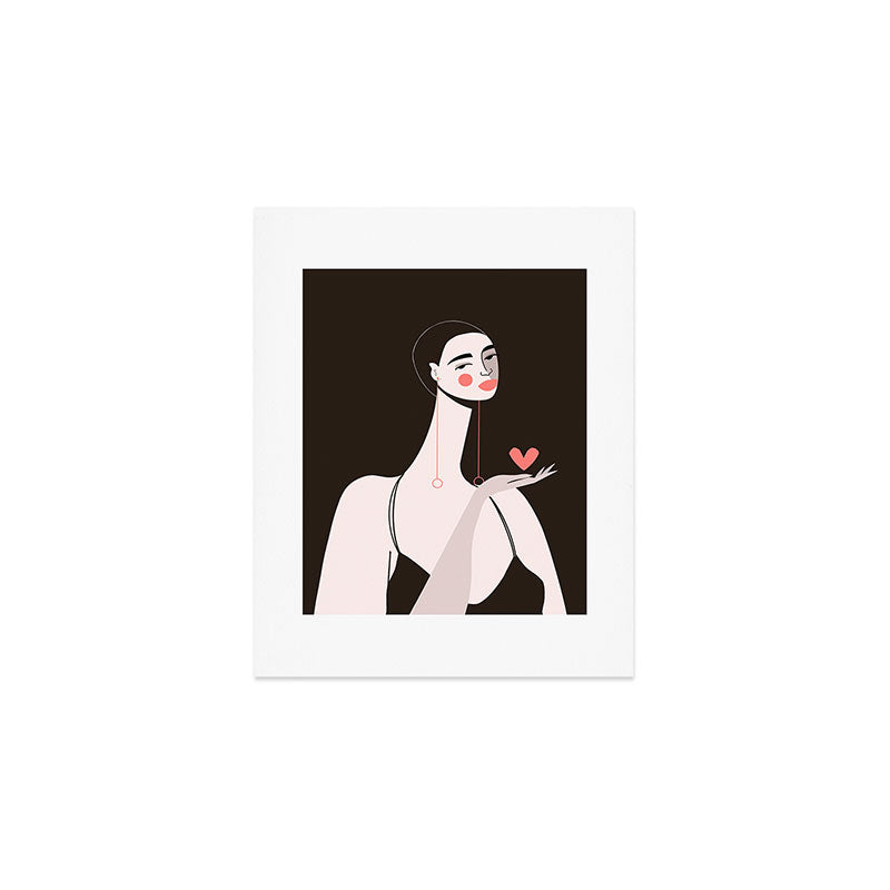 Girl With Pink Heart Art Print Gallery Image 1