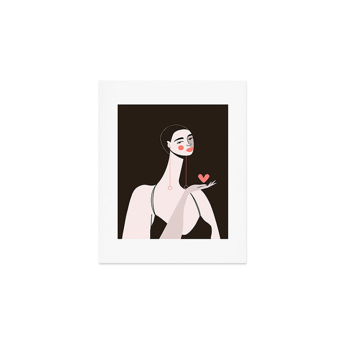 Girl With Pink Heart Art Print Gallery Image 1