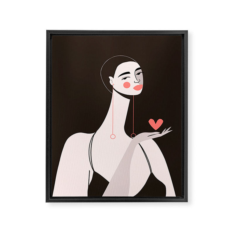 Girl With Pink Heart Framed Canvas Print Gallery Image 6