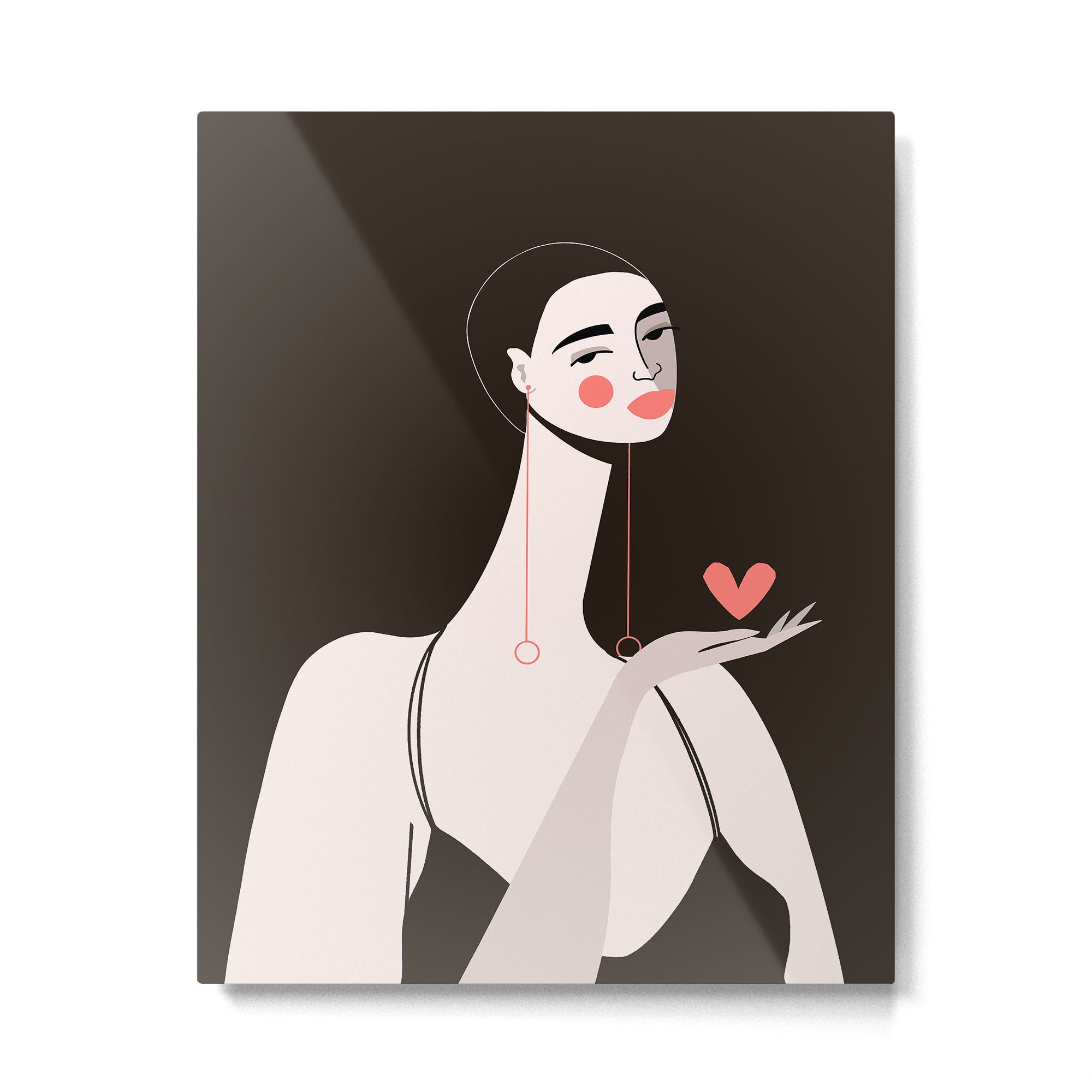 Girl With Pink Heart Metal Print Gallery Image 4