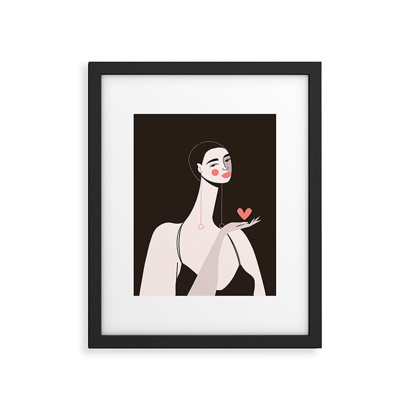 Girl With Pink Heart Framed Art Print Gallery Image 4