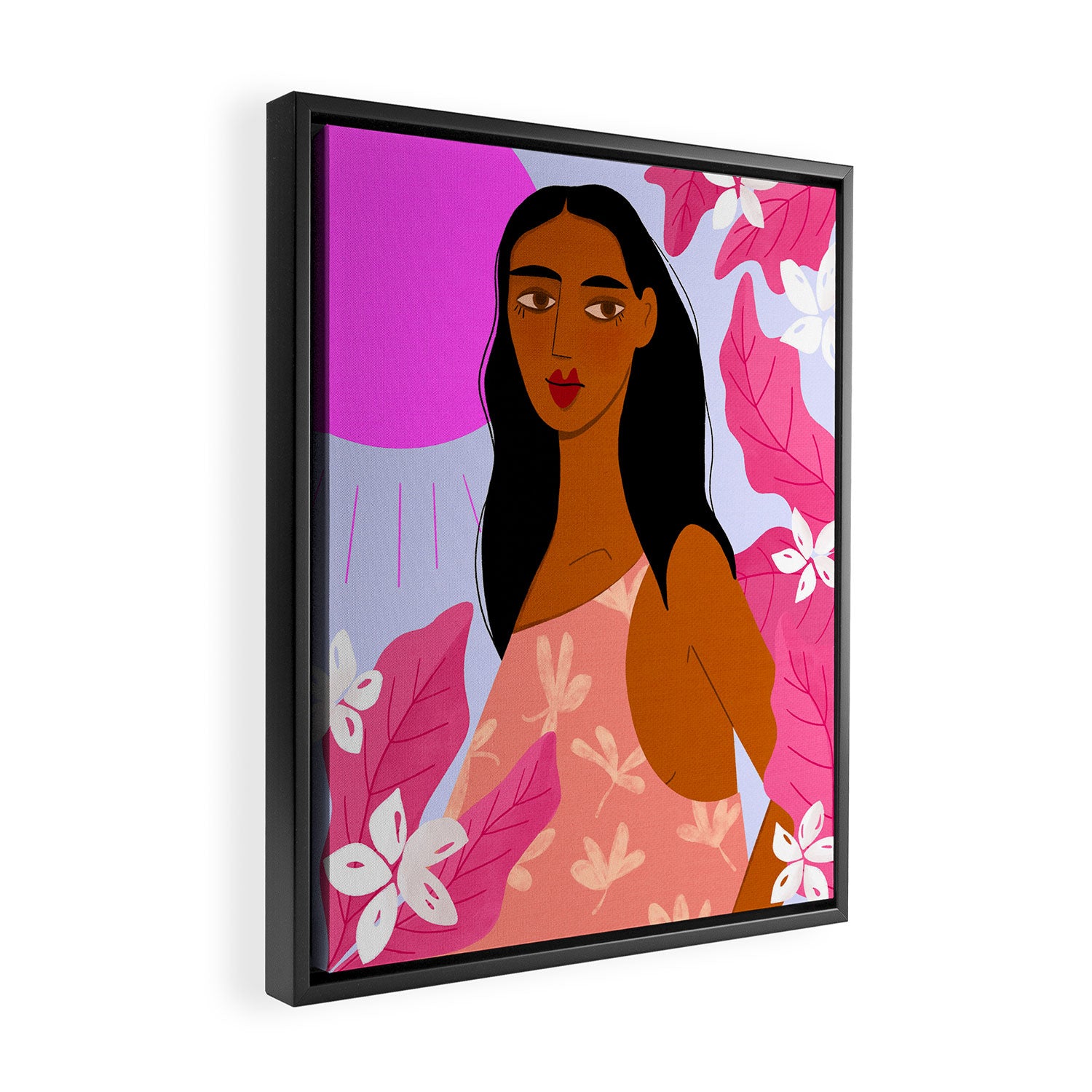 Girl With Pink Sun Framed Canvas Print Gallery Image 2
