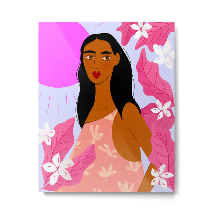 Girl With Pink Sun Metal Print Gallery Image 1