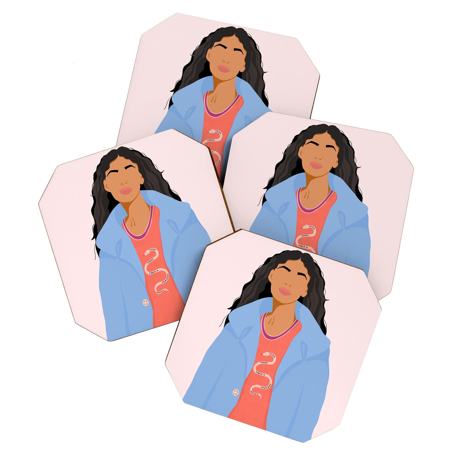 Girl With Snake T-Shirt Coaster Gallery Image 1