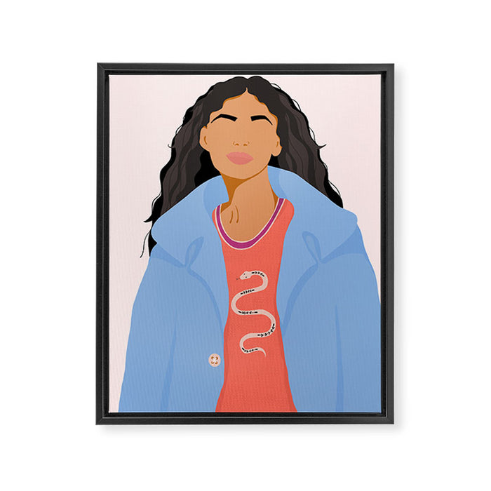 Girl With Snake T-Shirt Framed Canvas Print Gallery Image 1