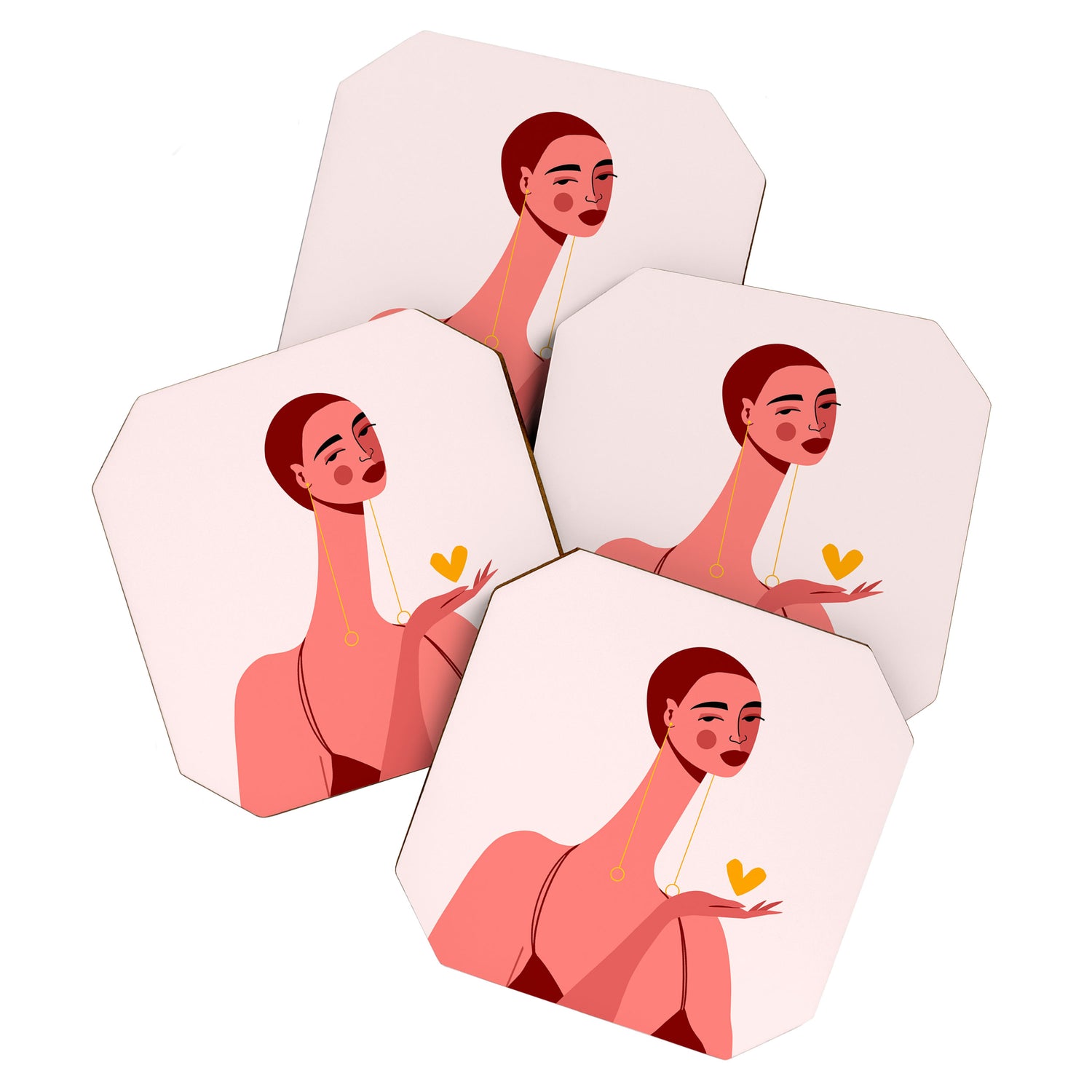 Girl With Yellow Heart Coaster Gallery Image 1
