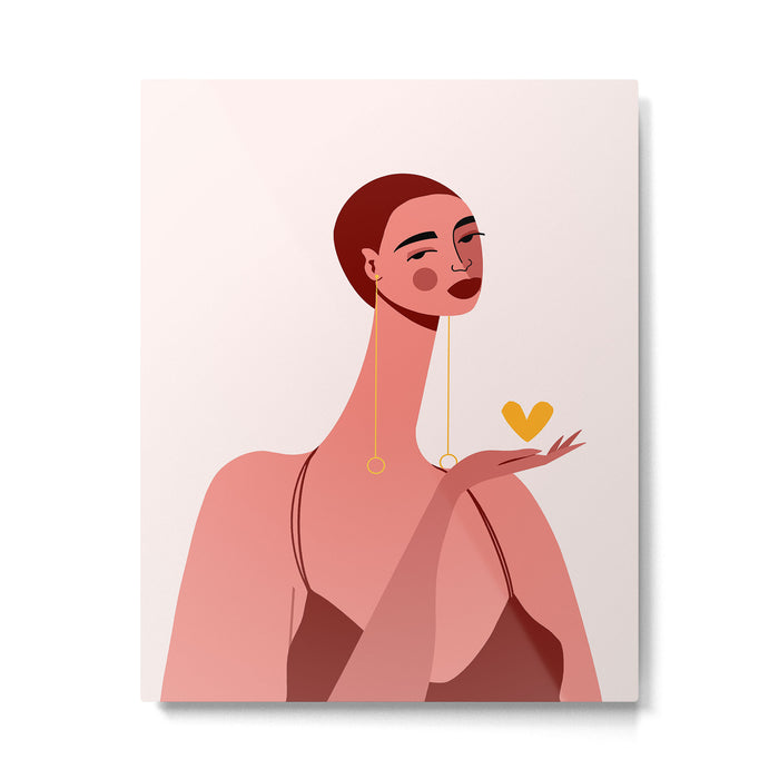 Girl With Yellow Heart Metal Print Gallery Image 1
