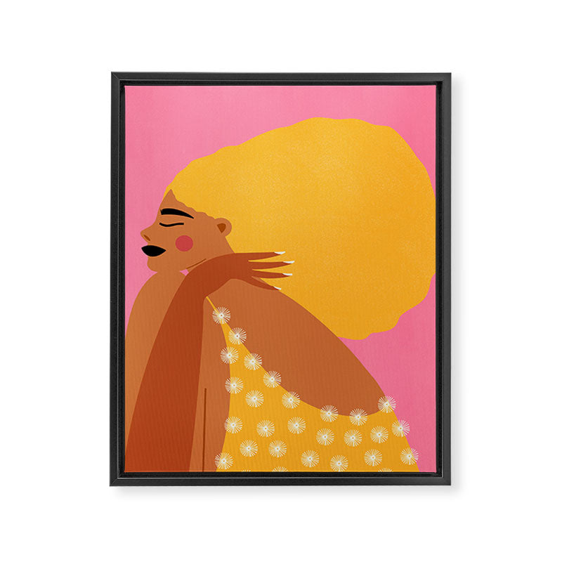 Golden Embrace - Self-Love Portrait of a Black Woman Framed Canvas Print Gallery Image 8