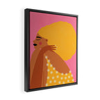 Golden Embrace - Self-Love Portrait of a Black Woman Framed Canvas Print Gallery Image 2