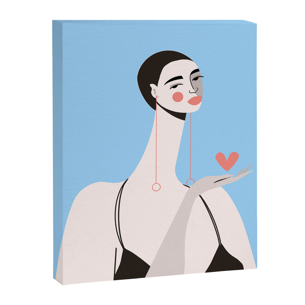 Graceful Gesture - Modern Minimalist Portrait with Heart Canvas Print Gallery Image 6