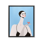 Graceful Gesture - Modern Minimalist Portrait with Heart Framed Canvas Print Gallery Image 6