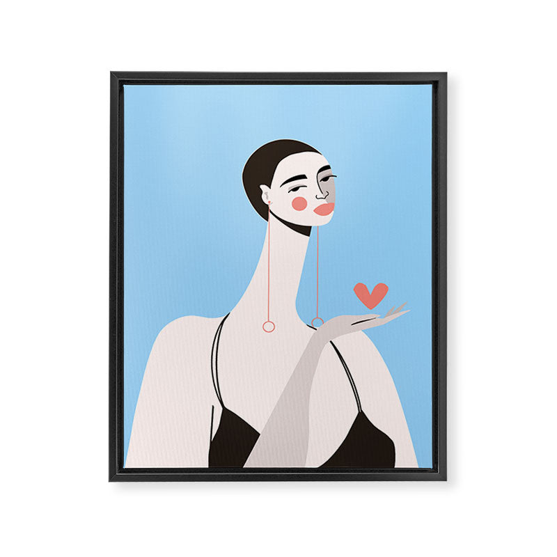Graceful Gesture - Modern Minimalist Portrait with Heart Framed Canvas Print Gallery Image 6