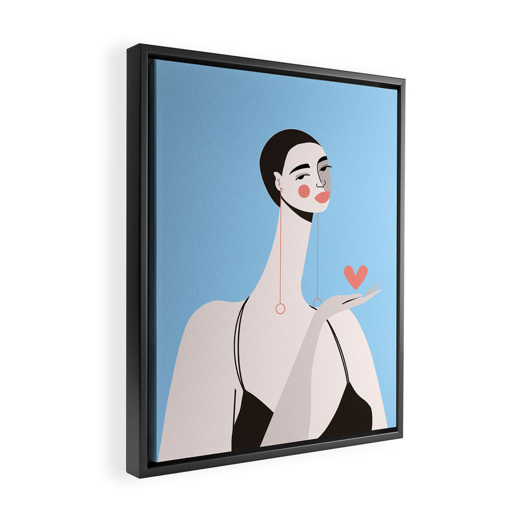Graceful Gesture - Modern Minimalist Portrait with Heart Framed Canvas Print Gallery Image 2