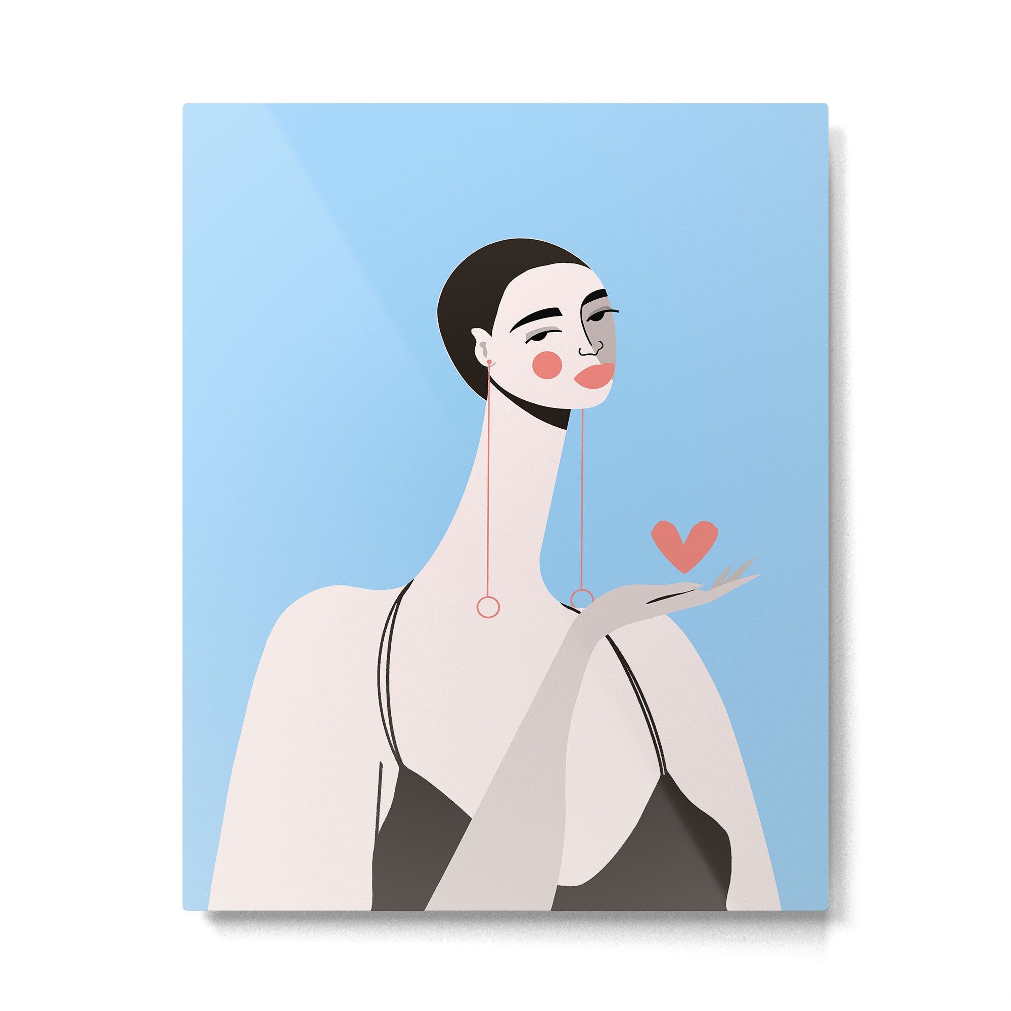 Graceful Gesture - Modern Minimalist Portrait with Heart Metal Print Gallery Image 4