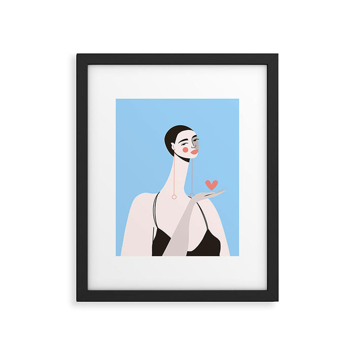 Graceful Gesture - Modern Minimalist Portrait with Heart Framed Art Print Gallery Image 1