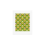 Happy White and Purple Dahlias Pattern - Green Art Print Gallery Image 1