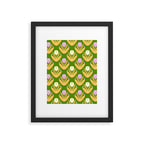 Happy White and Purple Dahlias Pattern - Green Framed Art Print Gallery Image 6