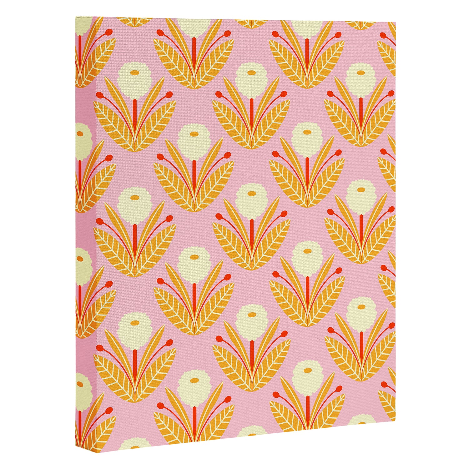 Happy White Dahlias - Pattern Canvas Print Gallery Image 3