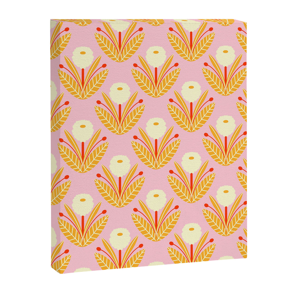 Happy White Dahlias - Pattern Canvas Print Gallery Image 8