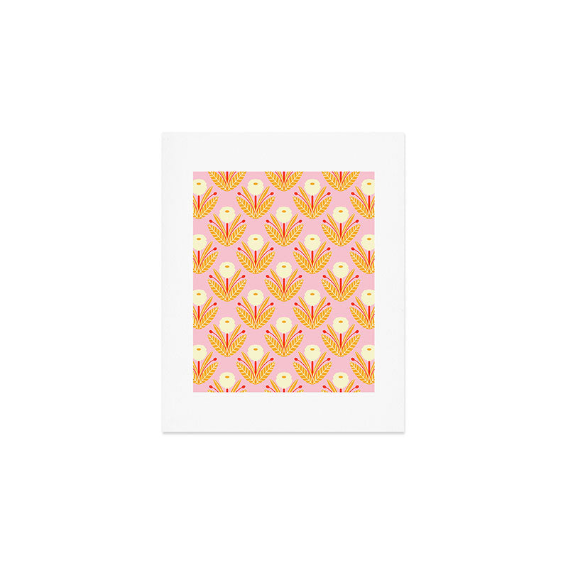 Happy White Dahlias - Pattern Art Print Gallery Image 1