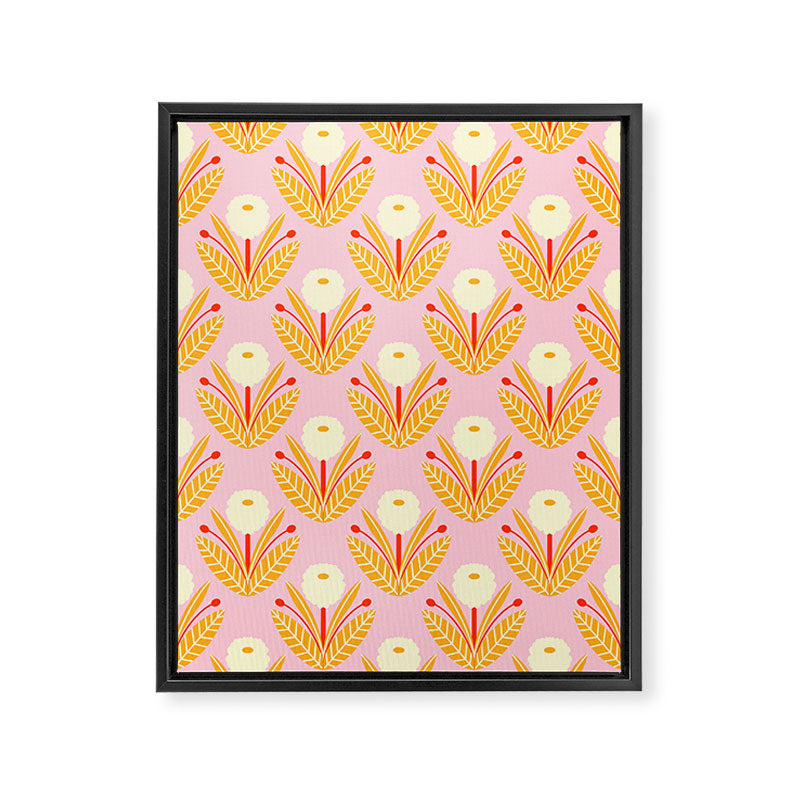 Happy White Dahlias - Pattern Framed Canvas Print Gallery Image 8