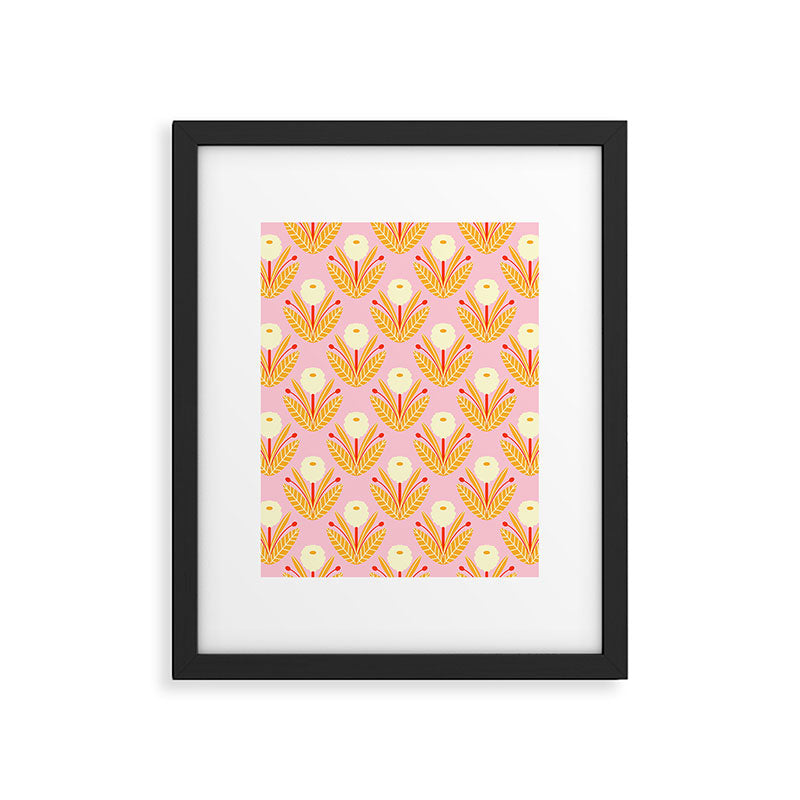 Happy White Dahlias - Pattern Framed Art Print Gallery Image 6