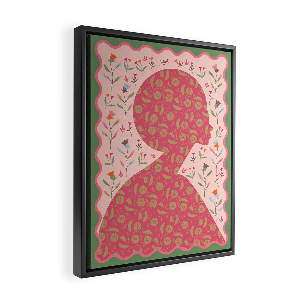 Heirloom Wildflower - Floral Silhouette Art Framed Canvas Print Gallery Image 2