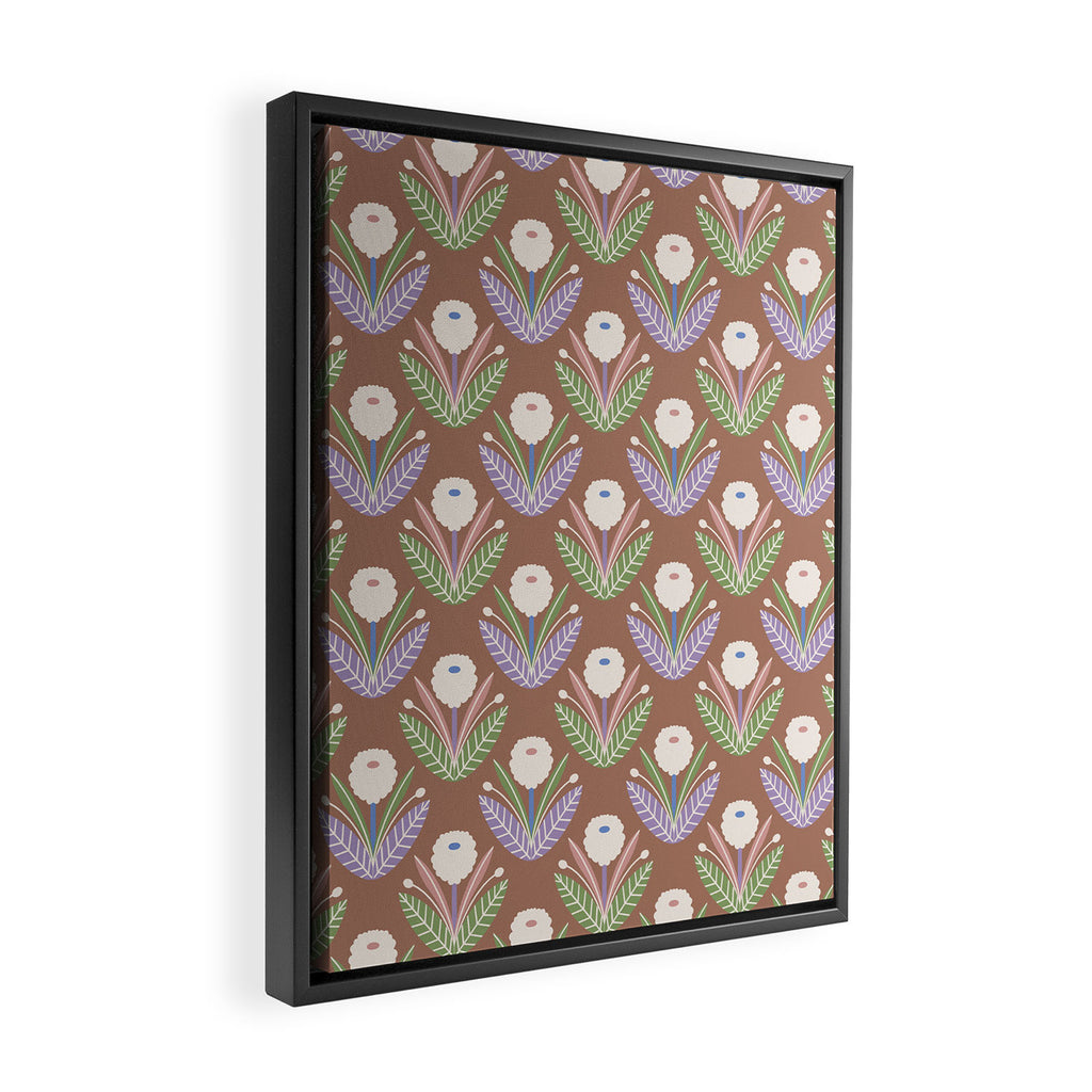 Latte Dahlias Inspired by PANTONE 17 1230 Mocha Mousse Framed Canvas Print Gallery Image 2