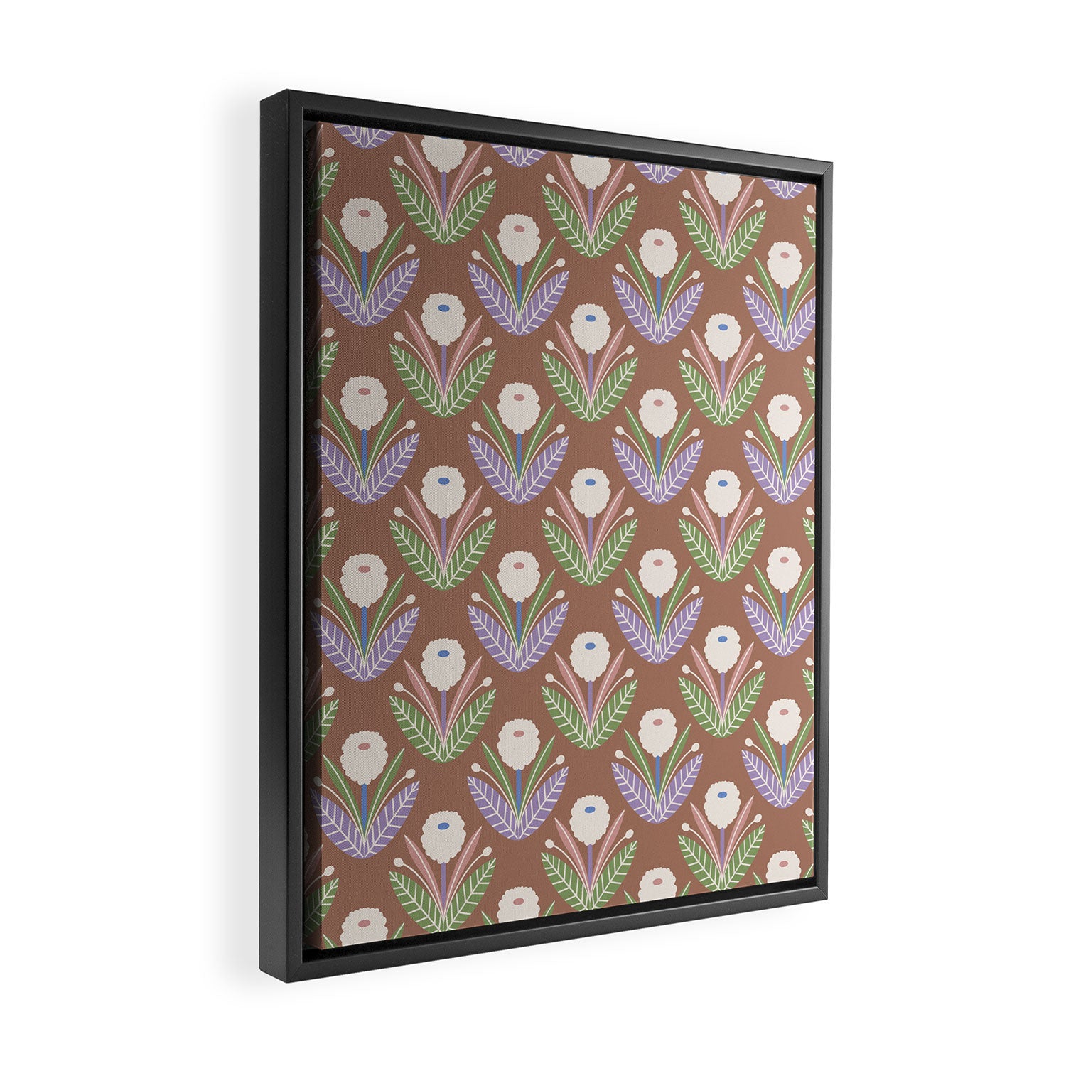 Latte Dahlias Inspired by PANTONE 17 1230 Mocha Mousse Framed Canvas Print Gallery Image 2