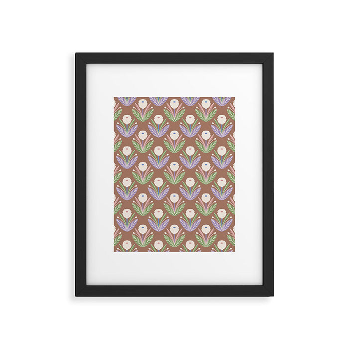 Latte Dahlias Inspired by PANTONE 17 1230 Mocha Mousse Framed Art Print Gallery Image 1