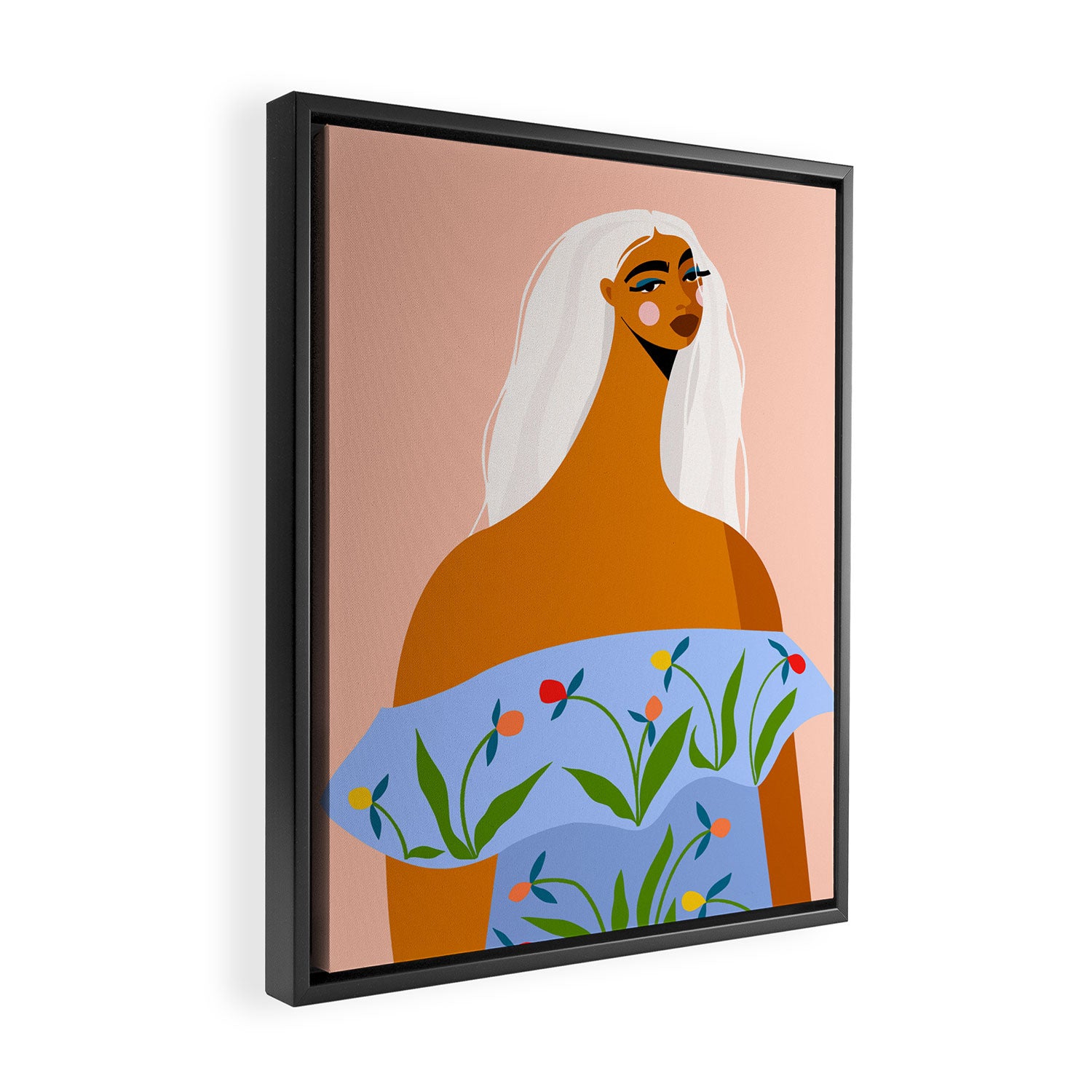 Long White Hair Framed Canvas Print Gallery Image 2